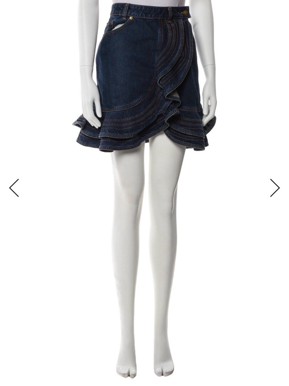 Self Portrait x Lee Denim Ruffle Mini Skirt XS